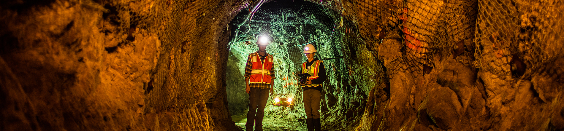 Montana tech students in a mine