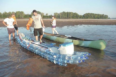canoe made from plastic bottles
