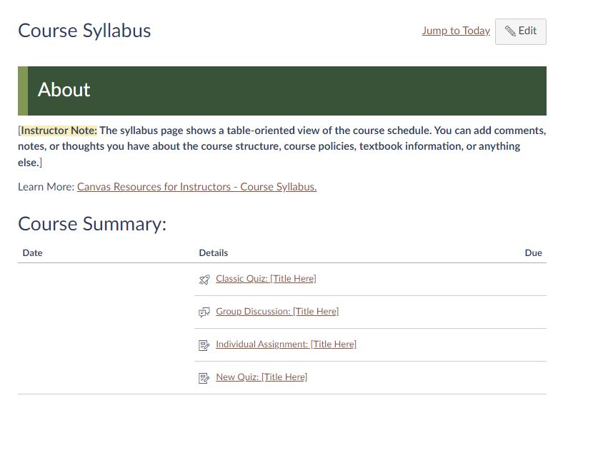 image of syllabus page