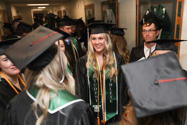 Students at a Montana Tech graduation ceremony.