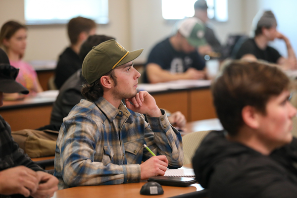 Students attending a lecture.