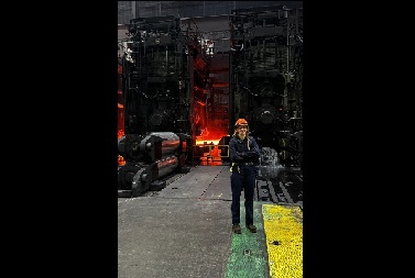 Abigail Clark's in a hard hat on the job site