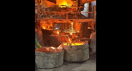 A fiery furnace burns bright hot