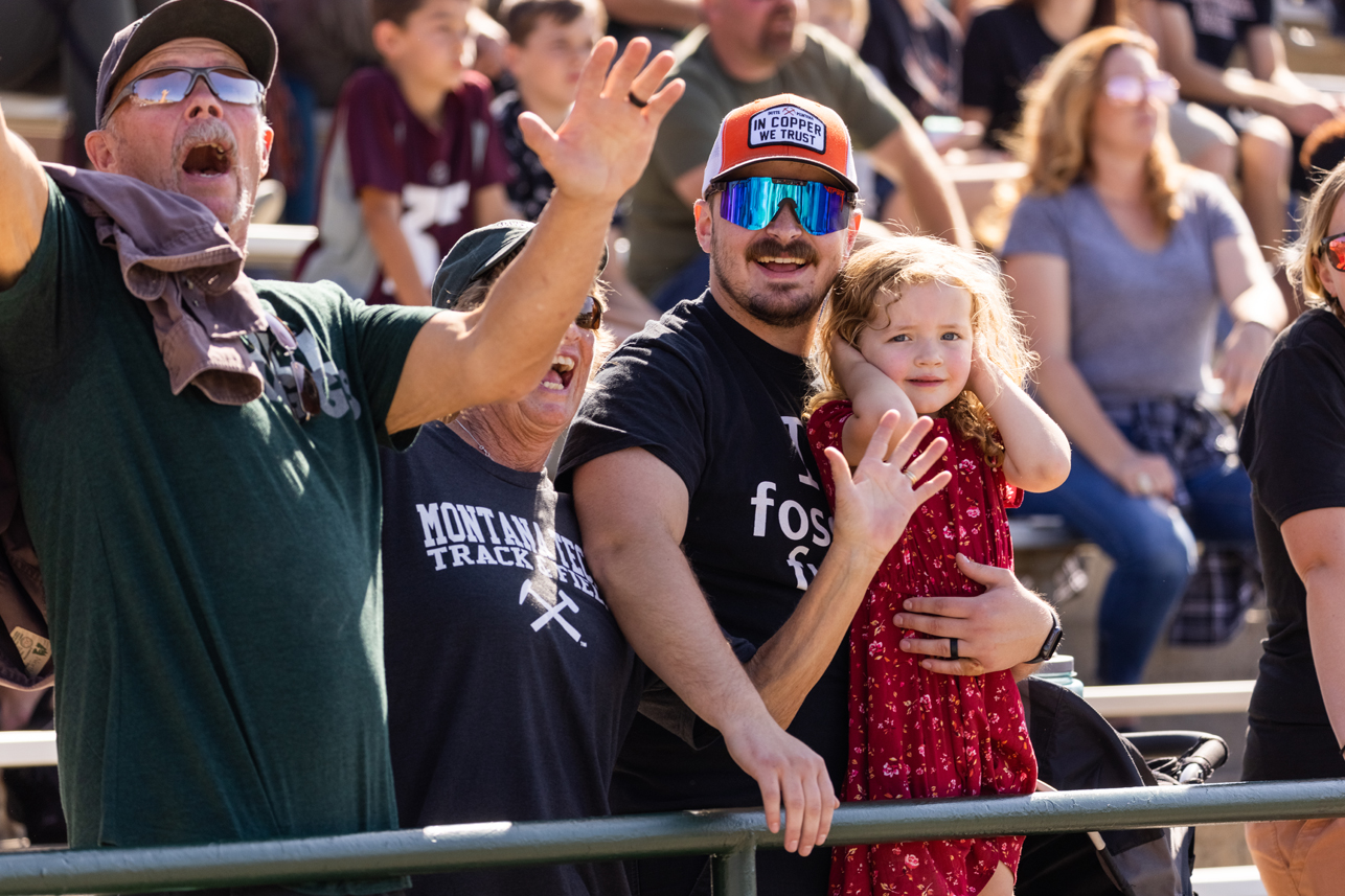 Montana Tech football fans cheering on the team