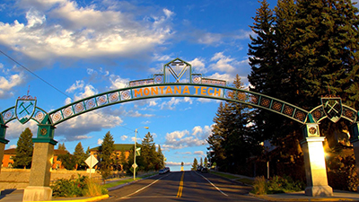 Montana Tech arch, view 1