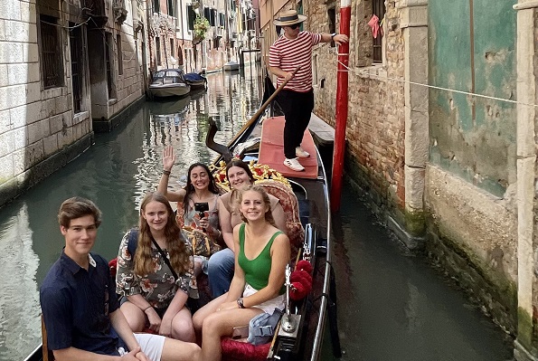 students in a gondola