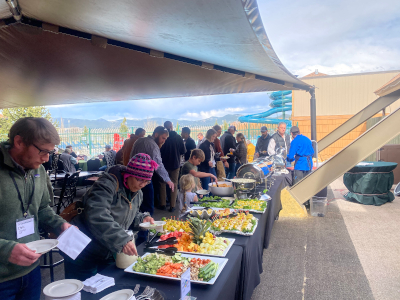 Pioneer Technical Services attendees getting food