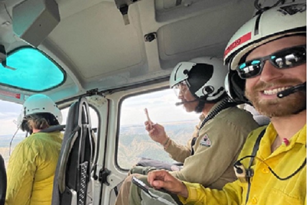 !Colton Wolken in a helicopter