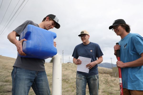 !students work on a stormwater project