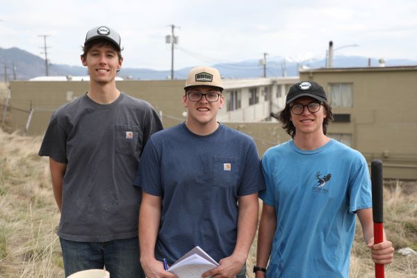 students work on a stormwater project