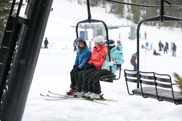 !Students on a ski lift. 