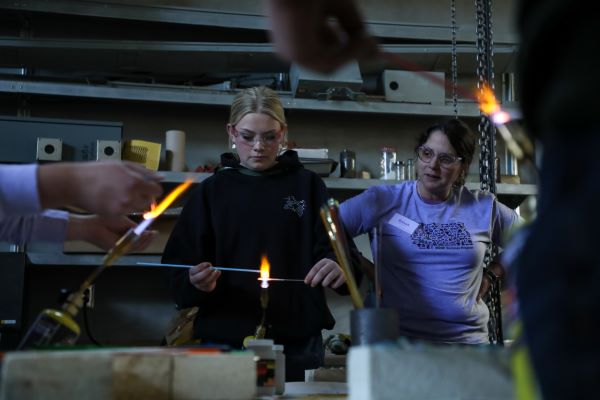 Students make glass beads