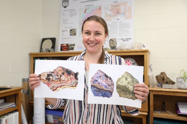 Celine Beauchamp shows photos of samples