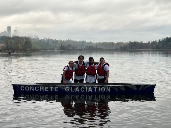 ASCE team members with concrete canoe