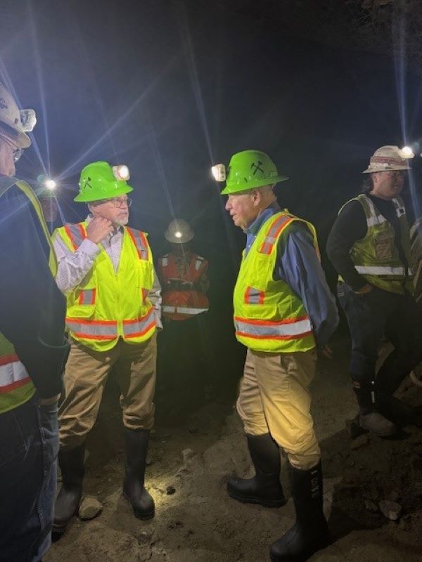 Mark Johnson and Richard Adkerson in the Underground Mine Education Center