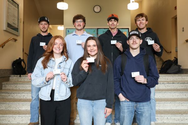 !Students pose for a group photo