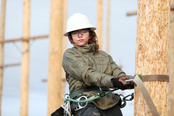 Amelia on the power pole