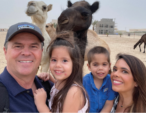 Don Stelling and family with camels
