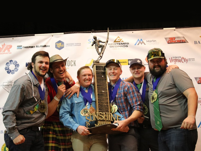 The 2019 mining team winning the Sunshine Trophy in Virginia City, Nevada.
