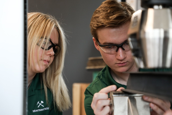 Two students during competition