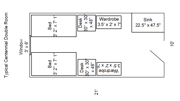 Centennial Double room floor plan